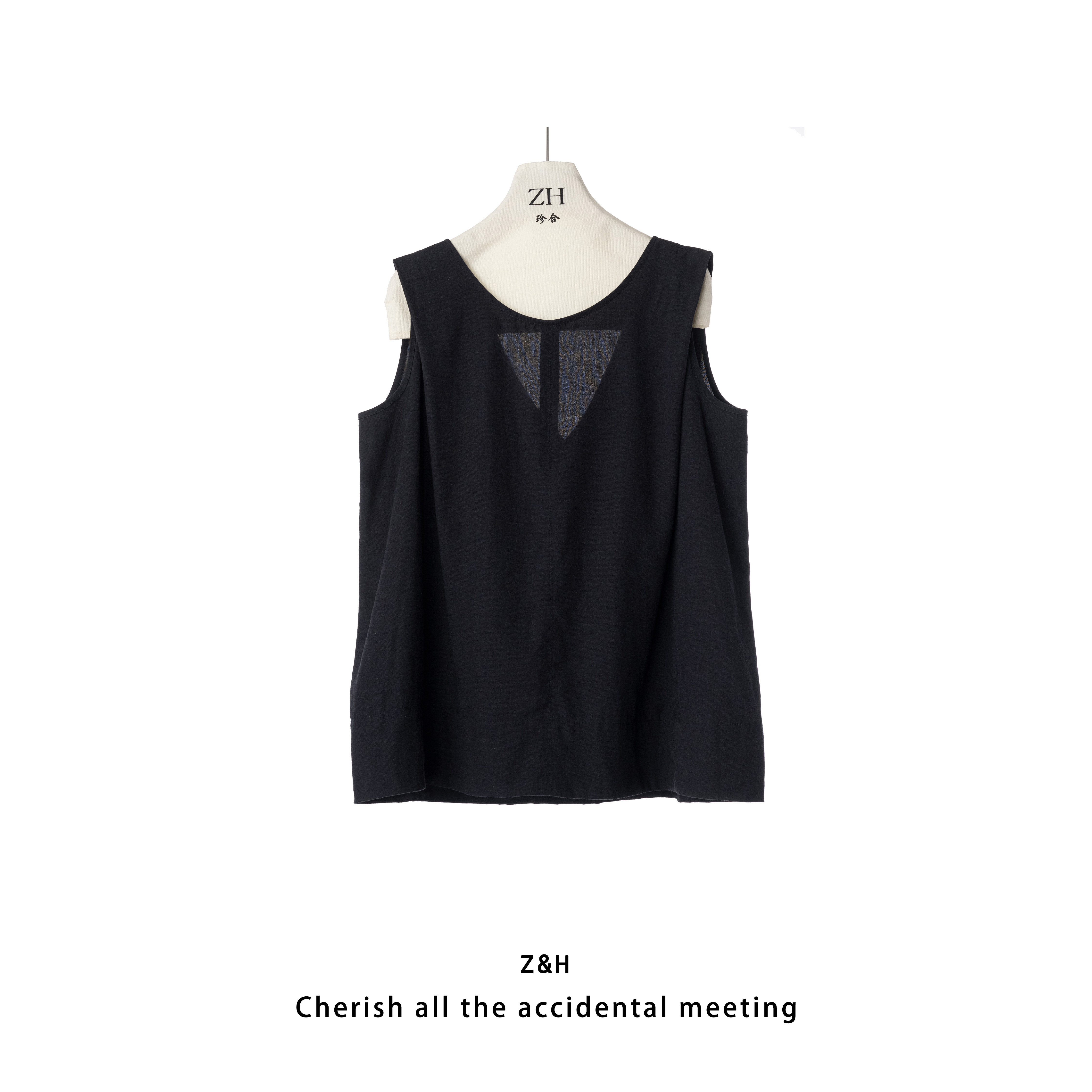 ZH【何以心动】纯色圆领简约款套头上衣女舒适无袖