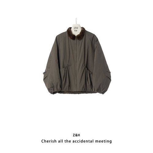 ZH【里费小岛】 巴恩风立领厚款长袖短外套羽绒服派克