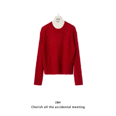 ZH【青山有思】圆领纯色简约舒适针织衫毛衣女长袖