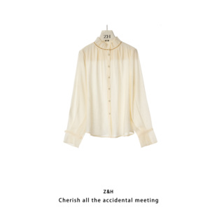 ZH【雾都叙事】法式立领衬衫女长袖复古上衣