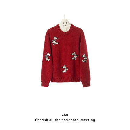 ZH【森晚】圆领简约舒适针织衫女长袖百搭