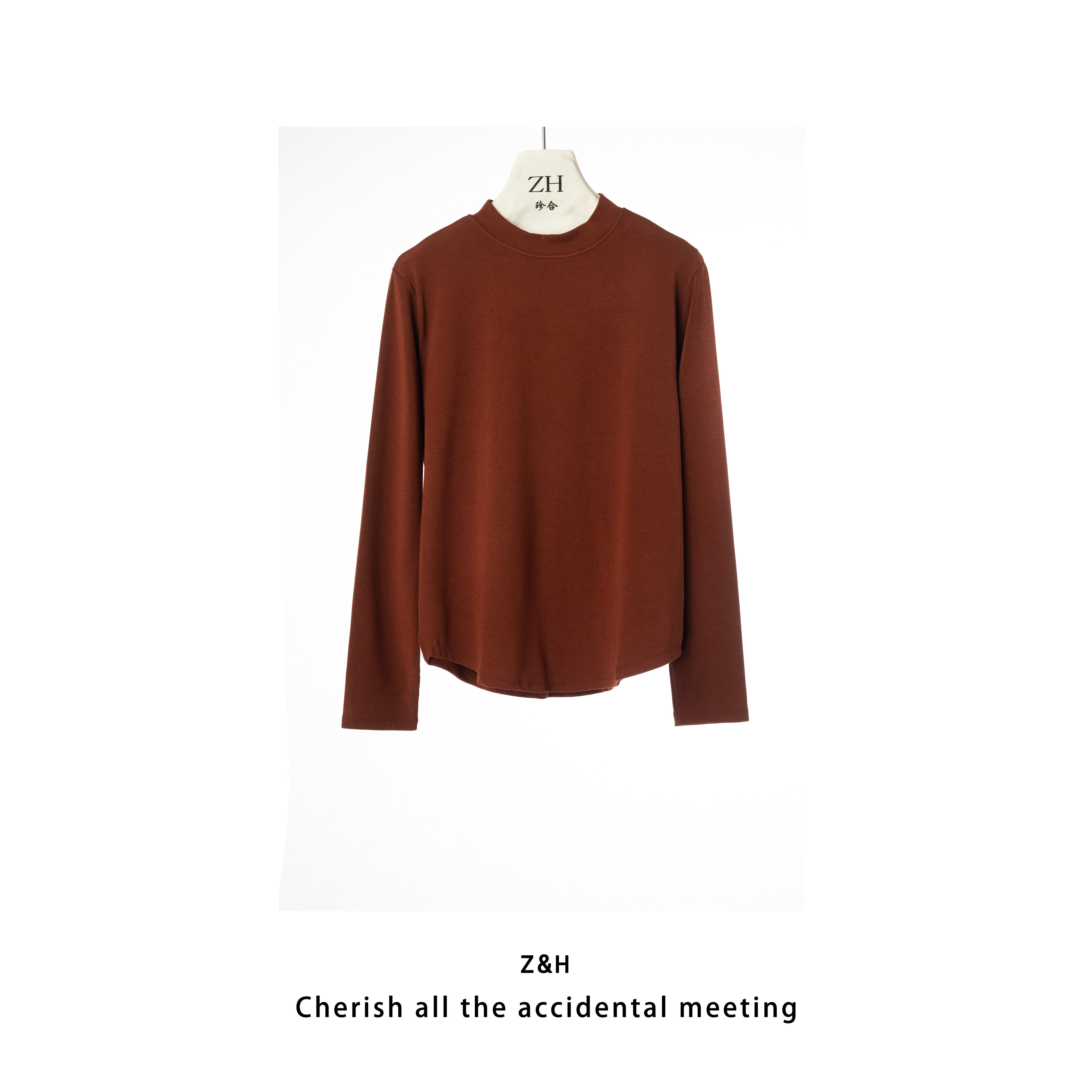 ZH【自在如风】打底衫半高领休闲T恤圆领