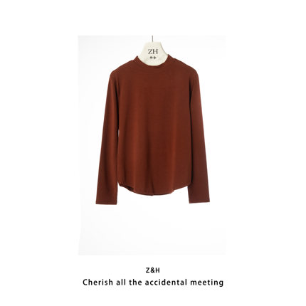 ZH【自在如风】打底衫半高领休闲T恤圆领