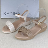 卡迪娜品牌撤柜断码 女 坡跟凉鞋 处理真皮女鞋 谢谢百搭厚底羊皮夏季