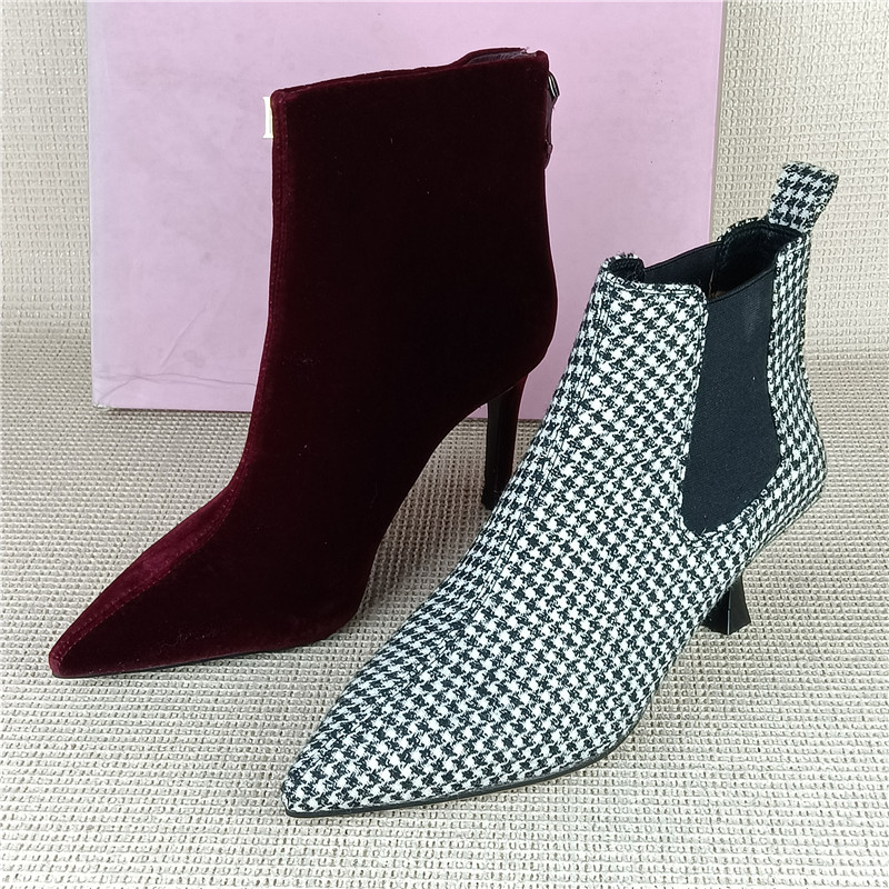 哈森正品撤柜断码处理女靴细高跟洋气百搭尖头细高跟套筒单里短靴