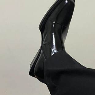 切尔西靴尖头高帮马丁靴男冬季加绒英伦中筒内增高厚底短筒靴子男