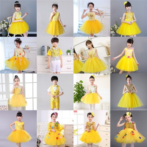 新品女生黄色幼儿园蓬蓬裙子