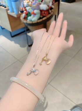 S925银纯银白玉髓钱袋纯银项链不褪色礼盒礼袋新年顺丰3