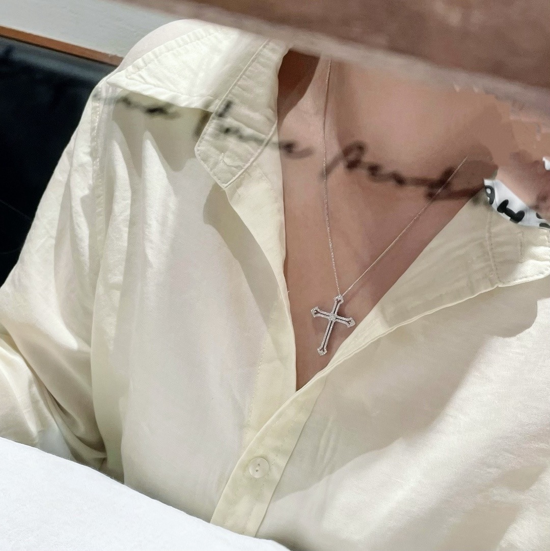 S925银纯银新款十字架足银纯银项链不褪色圣诞送礼盒礼袋顺丰11