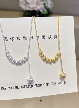 S999银纯银新款猫眼流苏足银项链不褪色礼盒礼袋顺丰3