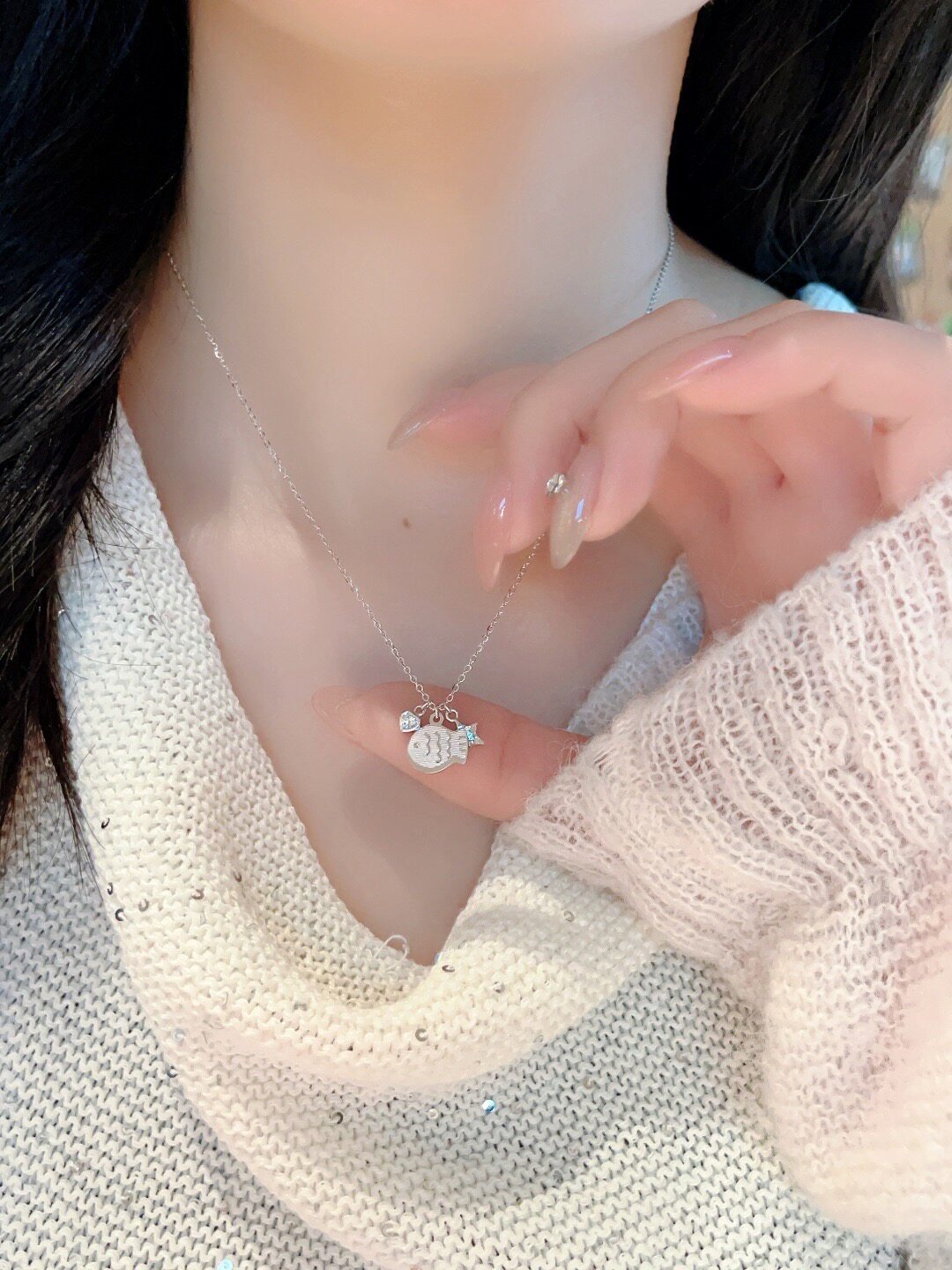 S925银新款年年有鱼项链约2.1克不褪色顺丰包邮6