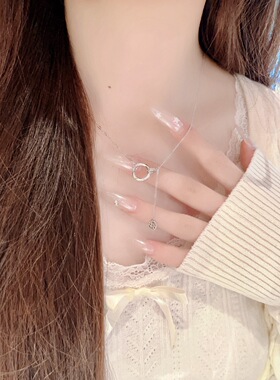 S925银纯银莫比乌斯双环扣流苏纯银项链不褪色礼盒礼袋新年顺丰3