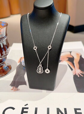 S925银纯银新款钱币葫芦流苏纯银项链不褪色礼盒礼袋新年顺丰3