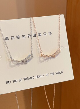 S925银纯银满钻微笑纯银项链不褪色礼盒礼袋新年顺丰3