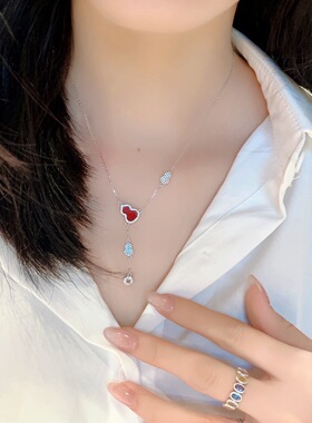 S925银纯银新款葫芦流苏纯银项链不褪色礼盒礼袋新年顺丰3