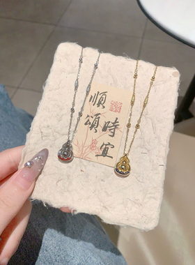 S925银珐琅葫芦光面银项链送礼盒礼袋纪念日圣诞礼物顺丰12