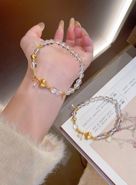 S925银纯银白水晶爱心手链不褪色七夕送礼盒礼袋顺丰11