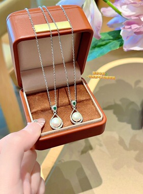 S925银纯银淡水珍珠水滴纯银项链不褪色礼盒礼袋新年顺丰3