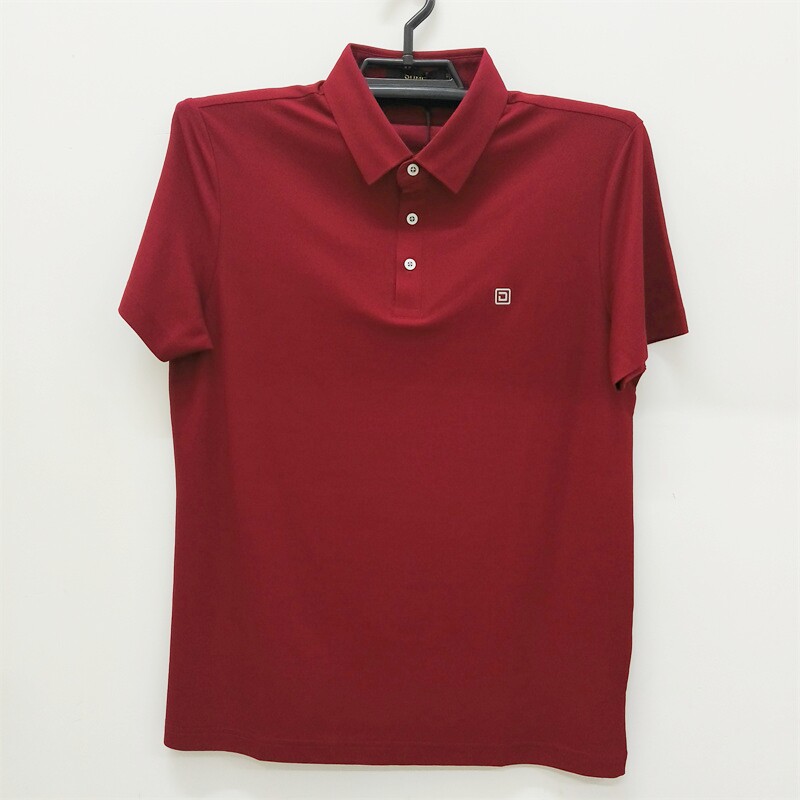 小敏家|新品polo衫男式翻领短袖t恤直筒商务休闲上衣夏季款酒红色