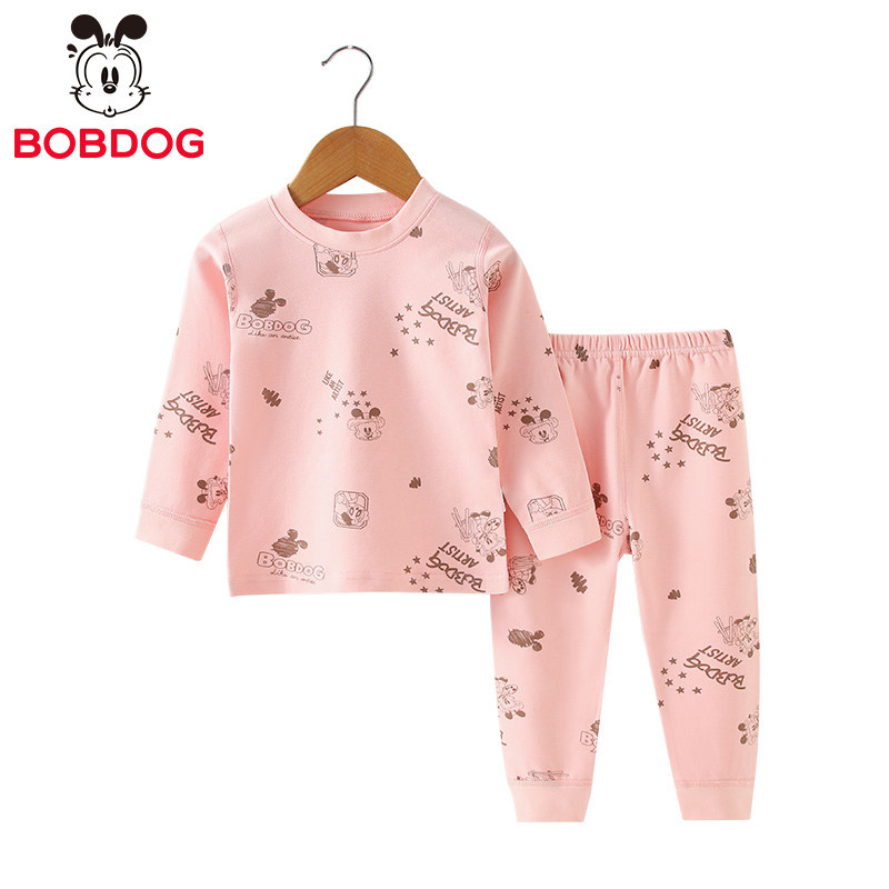 100%全棉巴布豆儿童秋衣秋裤套装韩版男童长袖内衣家居服宝宝睡衣