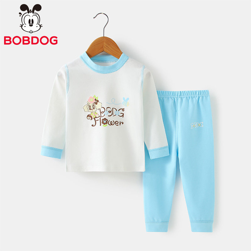 100%全棉260克秋冬巴布豆儿童秋衣秋裤套装韩版女童家居服睡衣