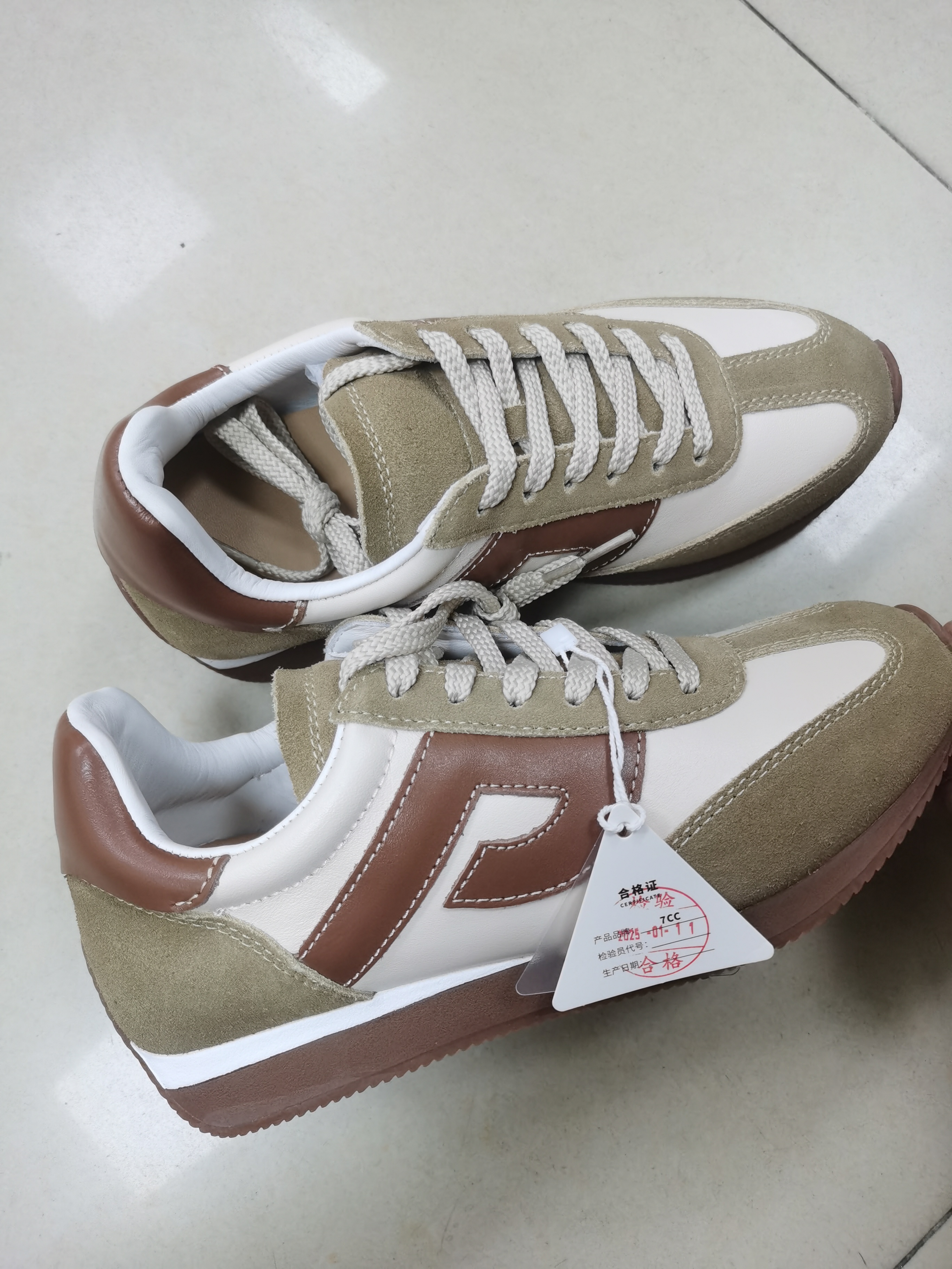 西班牙小众品牌拼色阿甘小牛真皮内增高系带休闲德训运动牛津女鞋