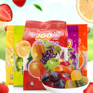 马来西亚进口LOT100百分百一百份水果味果汁软糖150g什锦糖果零食