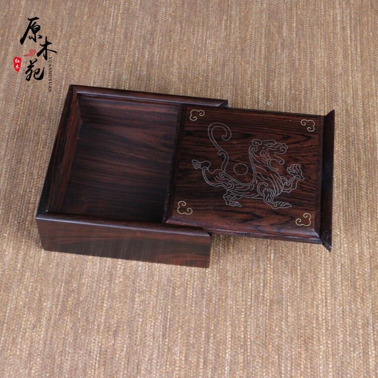 中式红木嵌银丝首饰盒紫光檀实木文玩玉器珠宝手把件印章收纳盒子