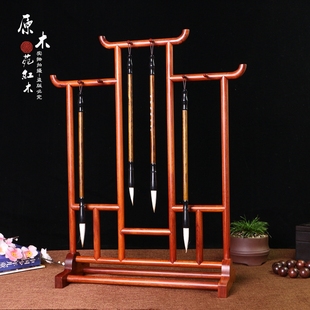 红木毛笔架毛笔挂大号酸枝木明式笔架笔搁 实木彷古榫卯笔架文房