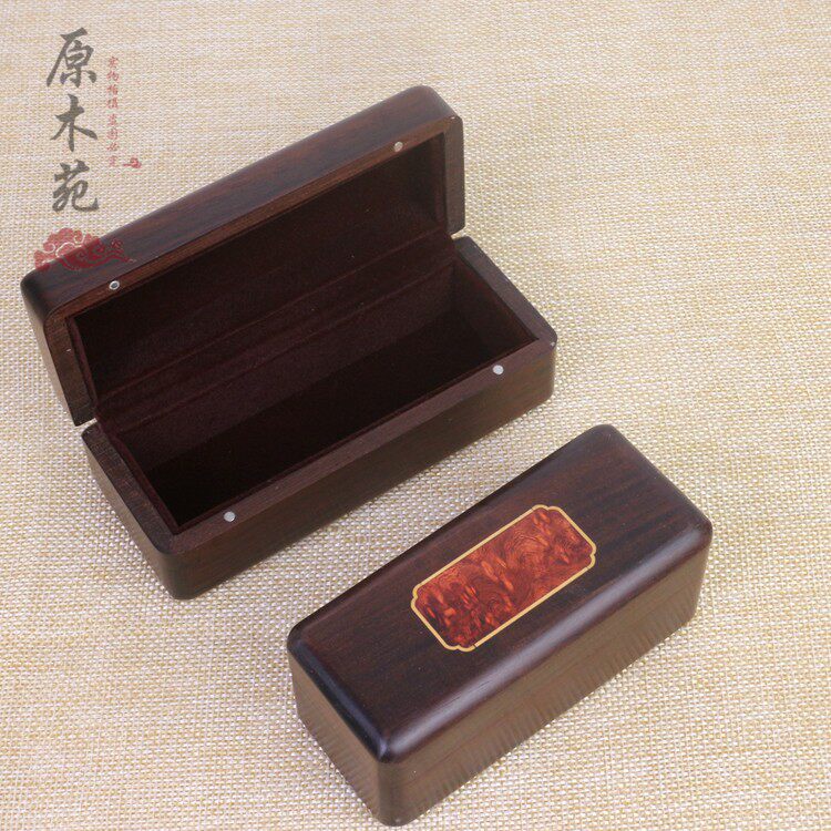 红酸枝文玩印章收纳盒实木红木制私章印章木盒饰品玉器金条小木盒