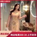 旗袍连衣裙 中国风复古重工钉珠刺绣改良版 女装 GLEC高端胖mm大码