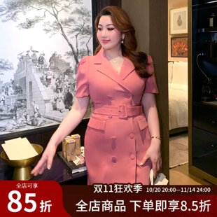 新款 2025夏季 法式 高级感时尚 连衣裙 GLEC大码 气质复古显瘦西装 女装