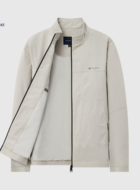 polo保罗2024春秋新款立领夹克外套男休闲舒适男米色外套AEPS029