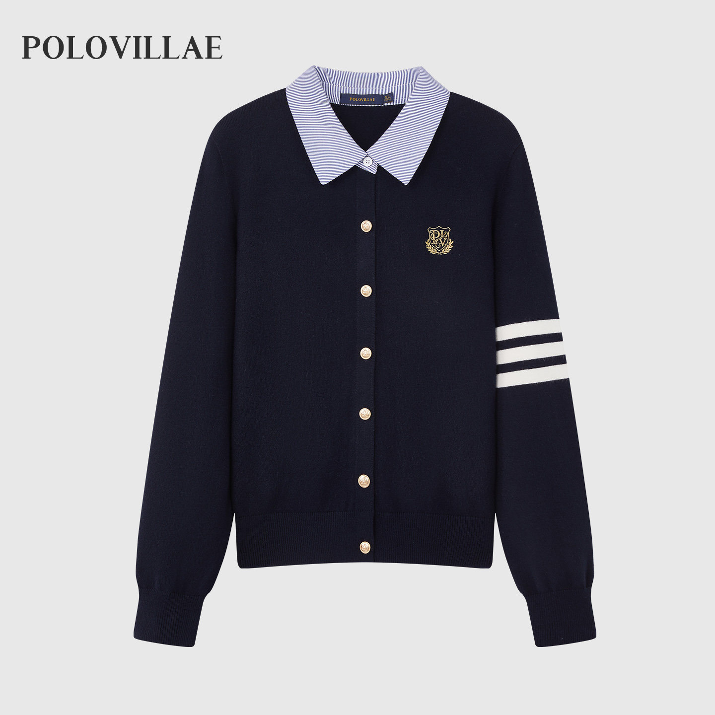 polovillae保罗威特女士专柜简约假两件百搭毛衣女通勤学院风上衣