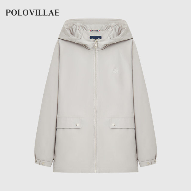 Polovillae女士专柜同款简约时尚短款风衣浅色女通勤外套AEQS871