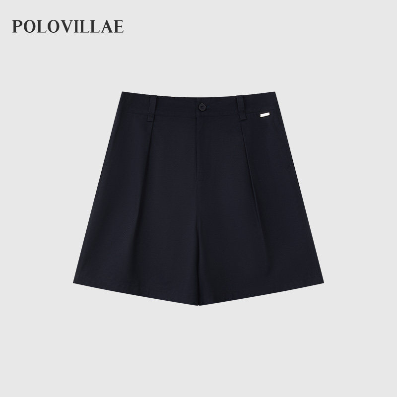 polovillae保罗威特女士专柜简约黑色商务通勤短裤女裤子AXRH807
