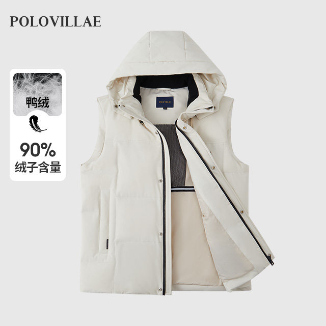 polovillae保罗威特男士休闲厚款羽绒背心男冬季新款马甲AOPW275