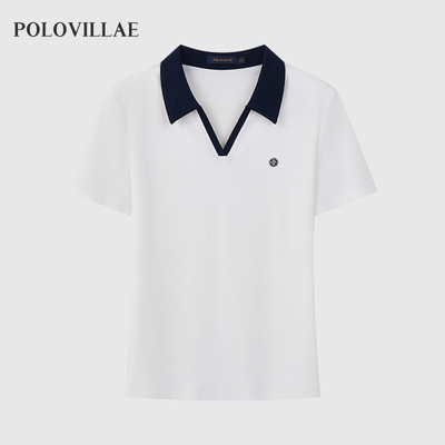 polovillae保罗专柜同款简约夏季舒适纯色短袖Polo衫女t恤AARH611