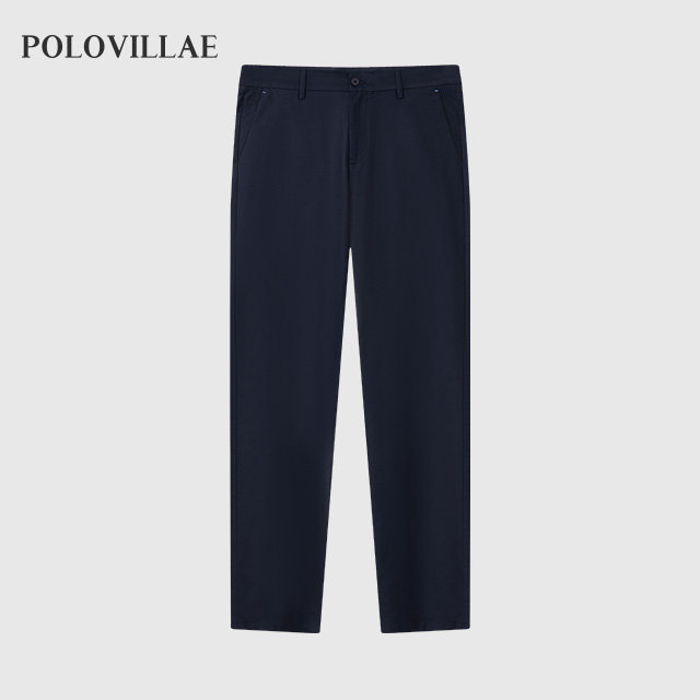 polovillae男士纯色休闲裤小直筒夏季新款简约工作男裤子AMQH525