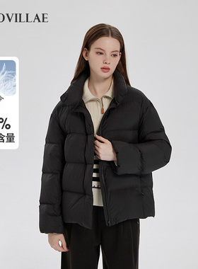 polovillae保罗女士立领厚保暖黑短款羽绒服女通勤轻外套AOQW710