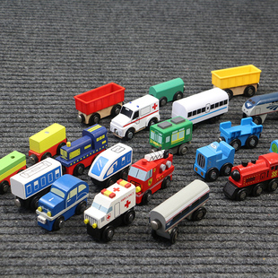 瑕疵品木制轨道手推车兼容木质米兔铁轨积木路轨木头小米儿童玩具