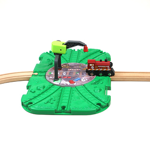 转车台转盘兼容木质轨道车拼接米兔积木铁轨拼装儿童玩具3岁