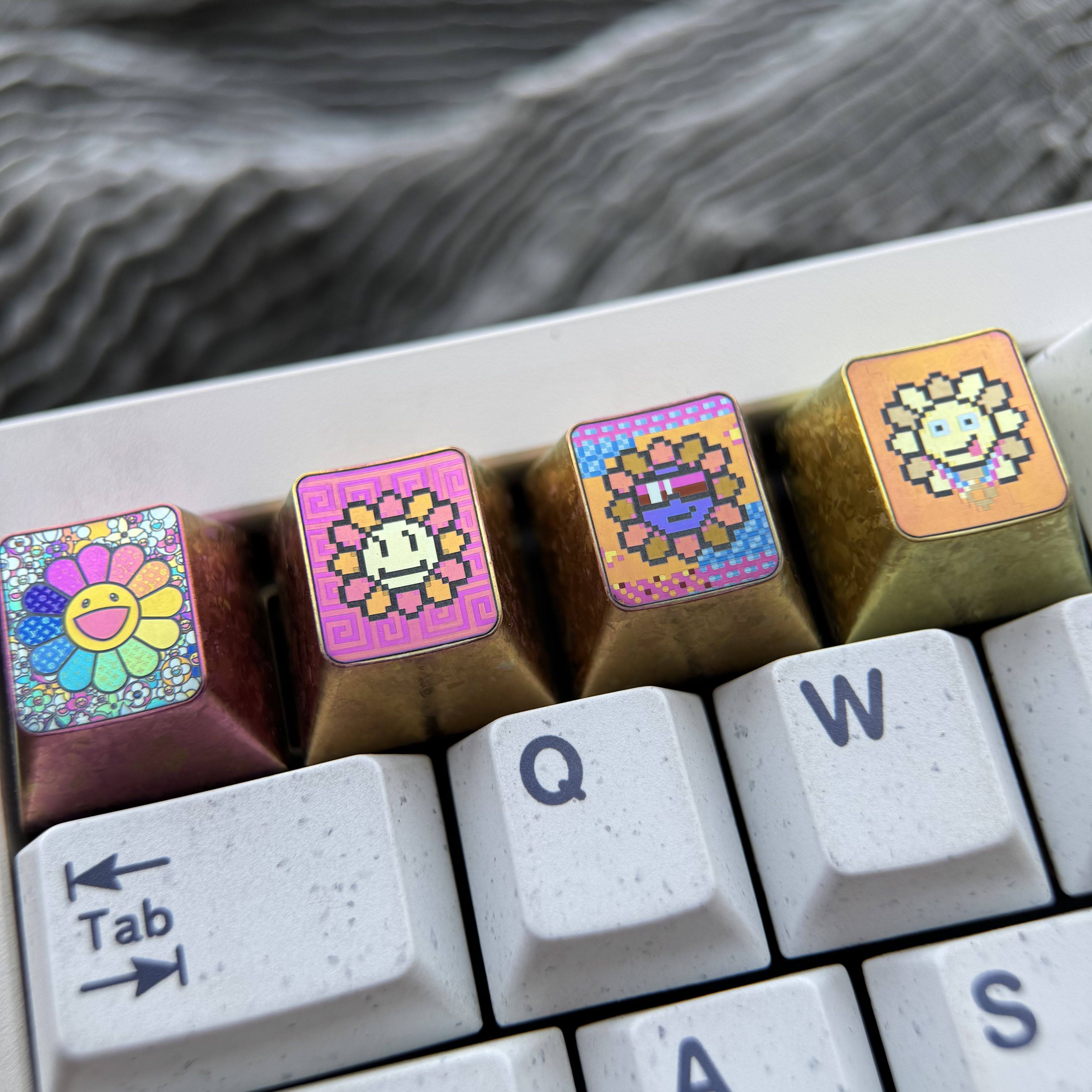数字像素向日葵系列手作彩色钛合金机械键盘键帽二次元单个ESC