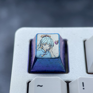 神里绫华 B款 1U 钛合金键帽 个性金属定制键帽阳极工艺 彩色键帽