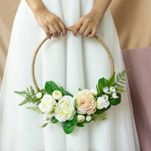 婚纱摄影道具新娘手捧花手提花环小清新唯美婚礼旅拍不规则花束