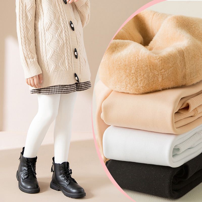 女童光腿神器大童肤色白色连裤袜冬季加绒加厚宝宝打底裤裸感外穿