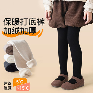 女童打底裤 袜保暖外穿灰色中大童打底袜 加绒加厚秋冬儿童九分连裤