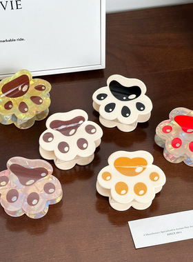 仿醋酸板材童趣小猫爪发夹女小号可爱抓夹百搭半扎马尾夹子鲨鱼夹