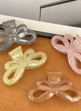 优雅蝴蝶结果冻色大抓夹时尚设计头饰发夹个性鲨鱼夹精致时尚发饰
