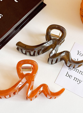 新款法式大号百搭波浪抓夹女生发量多发夹子后脑勺简约盘发鲨鱼夹